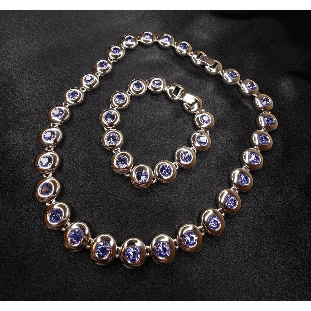 Vintage Nolan Miller 1999 Glamour Collection Silver-Tone Necklace & Bracelet Set - Picture 5 of 7